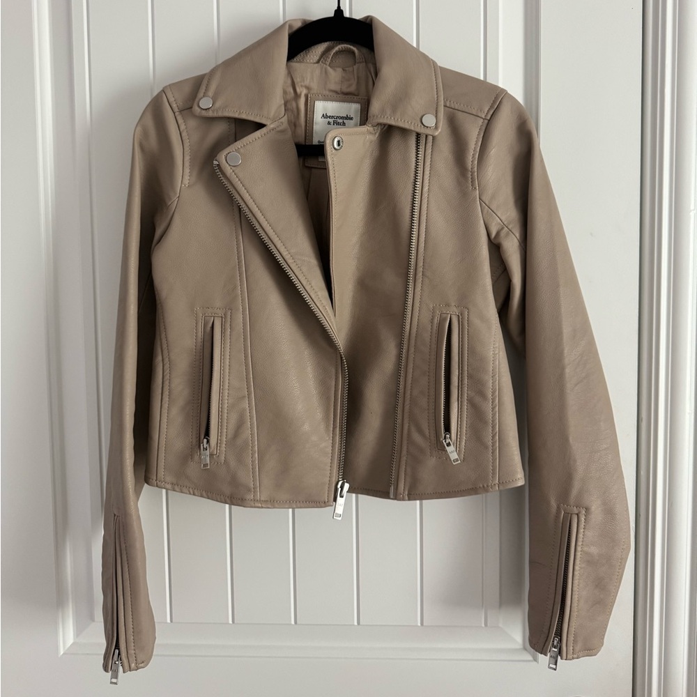 Abercrombie & Fitch Cream Leather Jacket